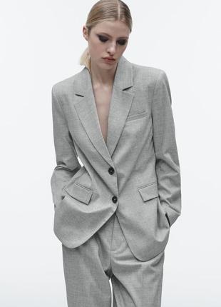 Серый элегантный пиджак zara