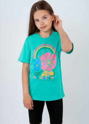 Підліткова футболка оверсайз, гарна футболка для дівчат, хлопковая футболка оверсайз, красивая футболка для девочки, подростковая футболка для девочки4 фото