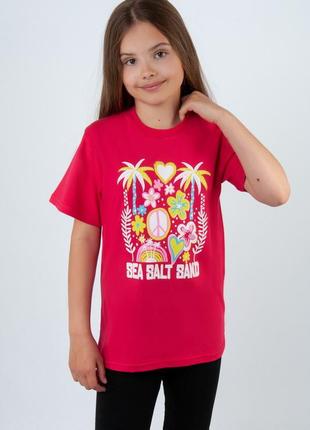 Підліткова футболка оверсайз, гарна футболка для дівчат, хлопковая футболка оверсайз, красивая футболка для девочки, подростковая футболка для девочки3 фото