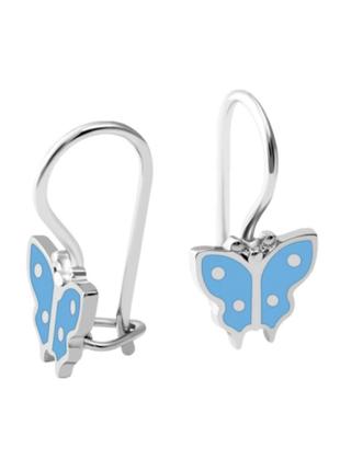 Срібні дитячі сережки метелик2 фото