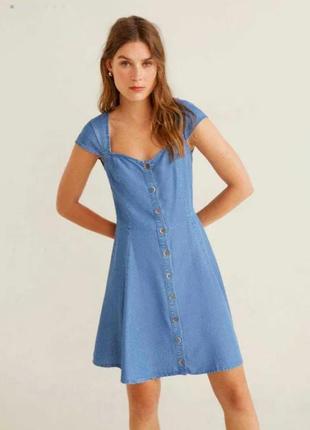 Летнее женское платье сарафан mango xs лиоцелл легкий летний джинсы малого размера джинсовое стильное