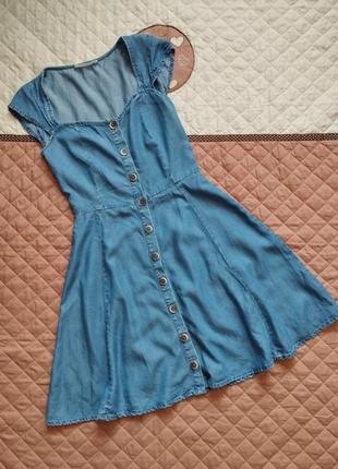 Літня жіноча сукня плаття сарафан mango xs ліоцел  легкий літній джинси малого розміру джинсове стильне4 фото