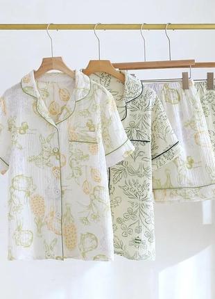 Летняя муслиновая пижама в сердечко, женская одежда для дома и сна4 фото