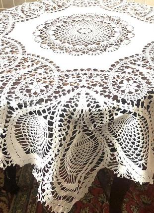 Виниловая ажурная кружевная скатерть 90х95— наперон9 фото