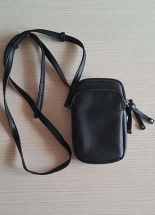 Чорна сумочка-гаманець для телефону