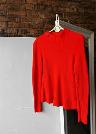 Hugo boss made in italy women’s vintage ribbed knit funnel neck long sleeve red sweater жіночий, вінтажний светр з високим коміром