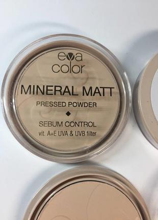 Компактна пудра для обличчя з рослинними екстрактами eva cosmetics mineral matte powder no22