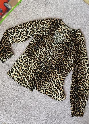 Рубашка блуза на запах вискоза размер м леопард