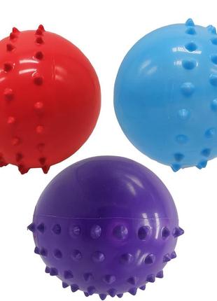 М'яч гумовий із шипами "звірятко" rb20309-2, 10 см, 25 грам, 3 штуки