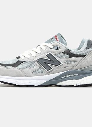 New balance 990 grey white, мужские кроссовки серые демисезонные, кросівки чоловічі сірі