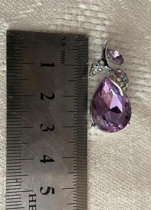 Кулон-подвеска для цепочки с большим сиреневым камнем