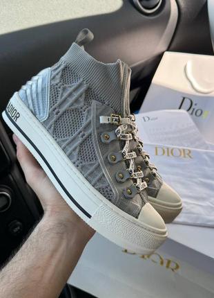 Круті жіночі кеди у стилі walk'n'dior sneaker grey premium сірі