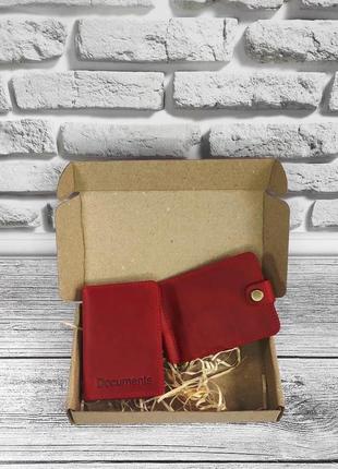 Подарочный набор dnk leather №6 зажим + обложка на права id паспорт красный 18,0х10,0х3,5 см