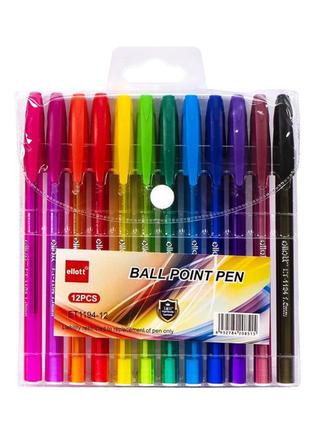Набір ручок кулькових "ellott" et1194-12 bambi 12 кольорів