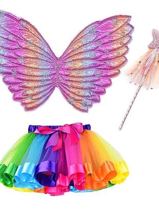 Карнавальный наряд радужная бабочка 9492 розовый1 фото
