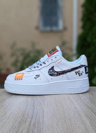 Жіночі кросівки | nike air force 1 x off-white just do it pack | білі з чорним й помаранчевим | прес шкіра, :37