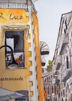 Картина акварель 19х28 см испания. ресторан луа.