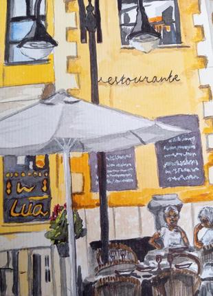 Картина акварель 19х28 см испания. ресторан луа.