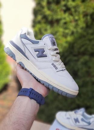 New balance 550 белые с серым кожа