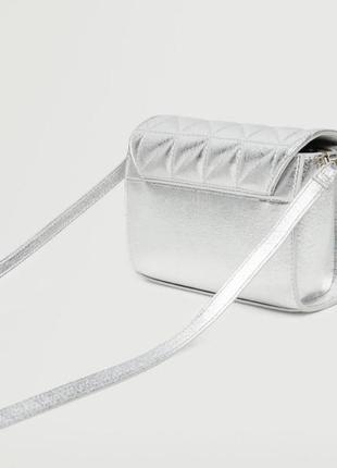 Сумка, сумка стьобана, сумка крос боді mango, сумка металік2 фото