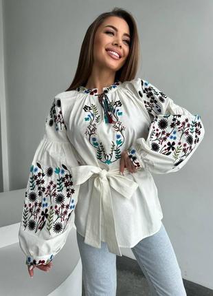 Накладний платіж ❤ турецька блуза блузка вишиванка з рукавами ліхтариками під пояс