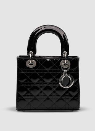 Dior small lady my abcdior bag black patent cannage calfskin