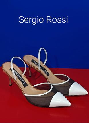 Кожаные женские босоножки лодочки sergio rossi оригинал