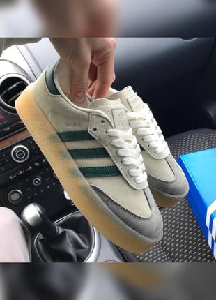 Стильні жіночі кросівки adidas samba x rannie fieg x clarks beige green бежеві