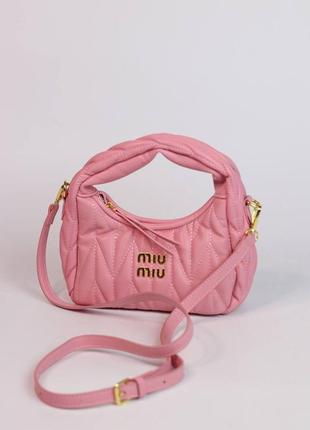 Цветная фактурная сумка для девушек miu miu  в розовом цвете, популярная модель миу миу люксов эко кожа