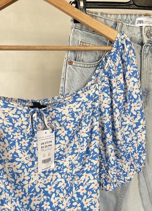 Новая нежная вискозная блуза в цветочный принт new look 💙🌿4 фото