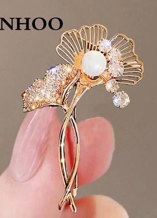 Винтажная брошь листочки