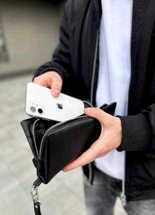 Клатч на магнитах с отделением для телефона, кошелек - клатч из натуральной кожи