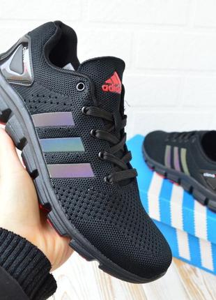 Текстильні чоловічі кросівки на літо adidas чорні фірмові топ бренд адідас легкі сітка