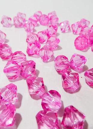 Намистини finding біконус ромб рожеві акрил 12 мм х 12 мм