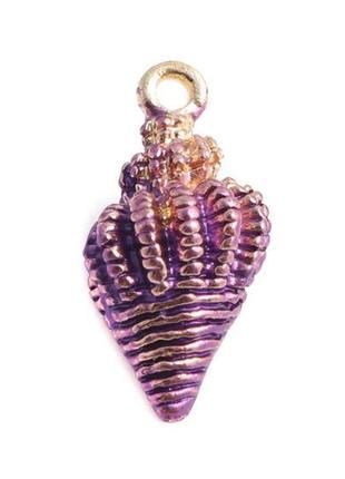 Подвеска finding кулон раковина море золотистая пурпурная эмаль 19 мм x 9 мм