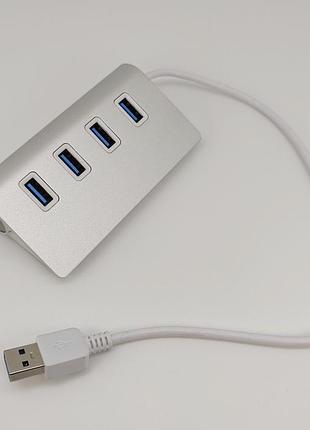 Usb-хаб 3.0 на 4 порта (анодированный алюминий, серебро) арт. 04178