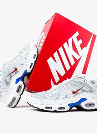 Мужские кроссовки nike air max plus white university red (gs)