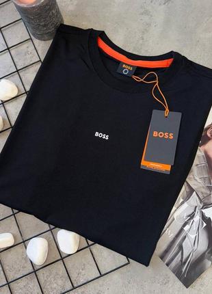 Мужская черная футболка hugo boss люкс качестваTM️