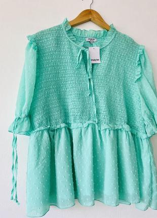 Оригинальная блуза для пышных форм, бирюзового цвета батал