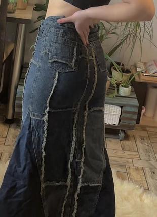 Максі джинсова спідниця3 фото
