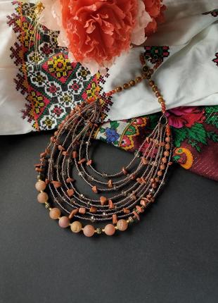 Ожерелье украинского традиционное из бисера в вышиванку