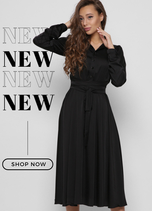Елегантна чорна шовкова сукня-міді