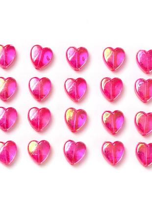 Намистини finding серце пласке рожевий півпрозорий перелив акріл 9 мм x 8 мм упаковка 100 шт tacr-yw0001-07b5 фото