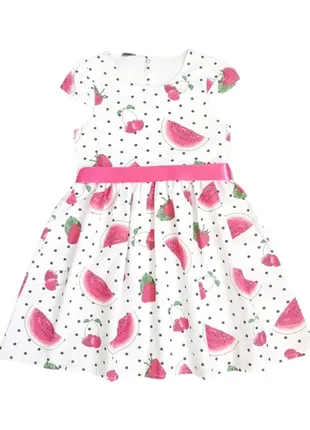 Платье для девочки р104 белое с розовым,арбузы турция 20842-4