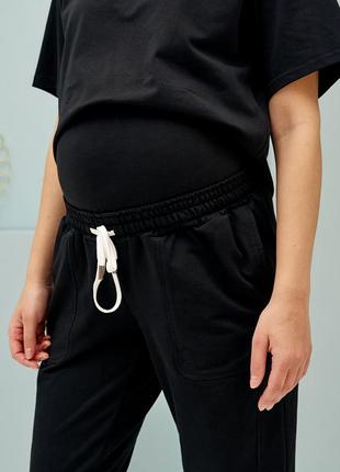 Демісезонні спортивні штани для вагітних чорні2 фото