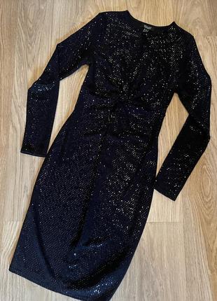 Платье праздничное черная блестящее платье по фигуре