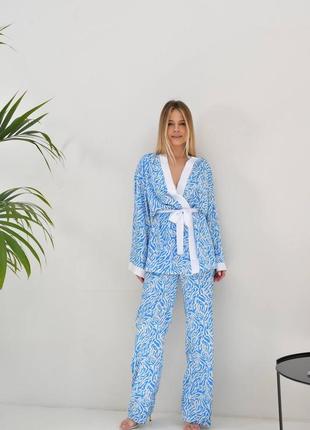 Шелковый костюм кимоно на запах