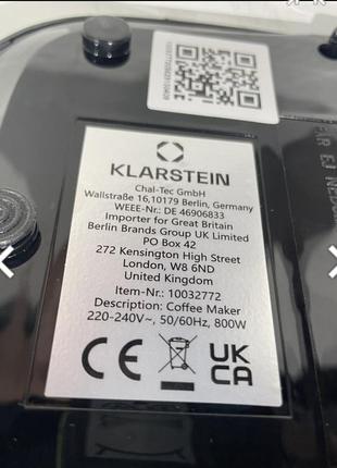 К вашему вниманию: кофеварка капельная klarstein arabica 100327729 фото