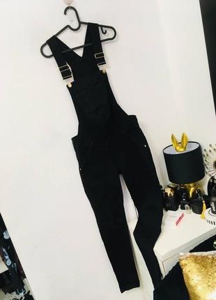 Чорний джинсовий комбінезон для вагітних river island mamma maternity collection м6 фото