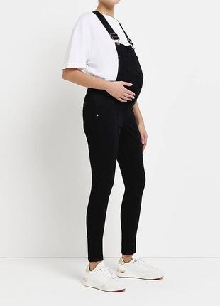 Чорний джинсовий комбінезон для вагітних river island mamma maternity collection м8 фото